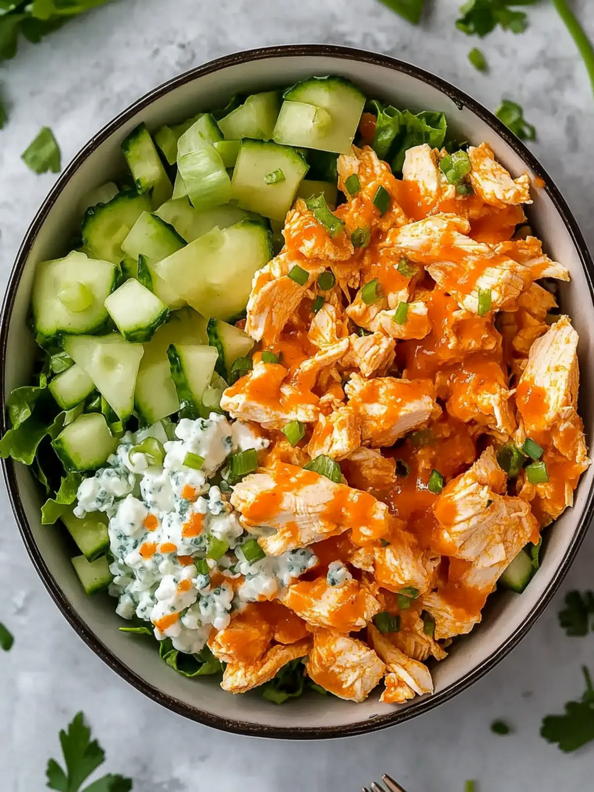 Juicy Buffalo Chicken Salad with Cottage Cheese