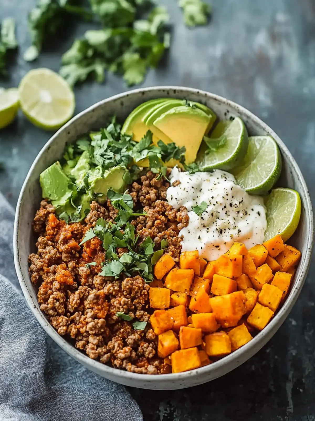 Baked Ground Turkey Sweet Potato Bowl