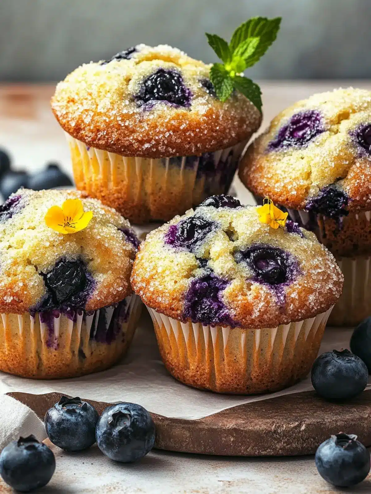 Fluffy Blueberry Muffins Recipe with Sweet Sugar Crunch
