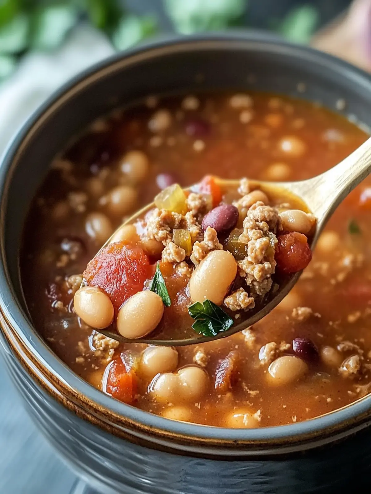 Easy Crock Pot 15 Bean Soup with Ground Turkey