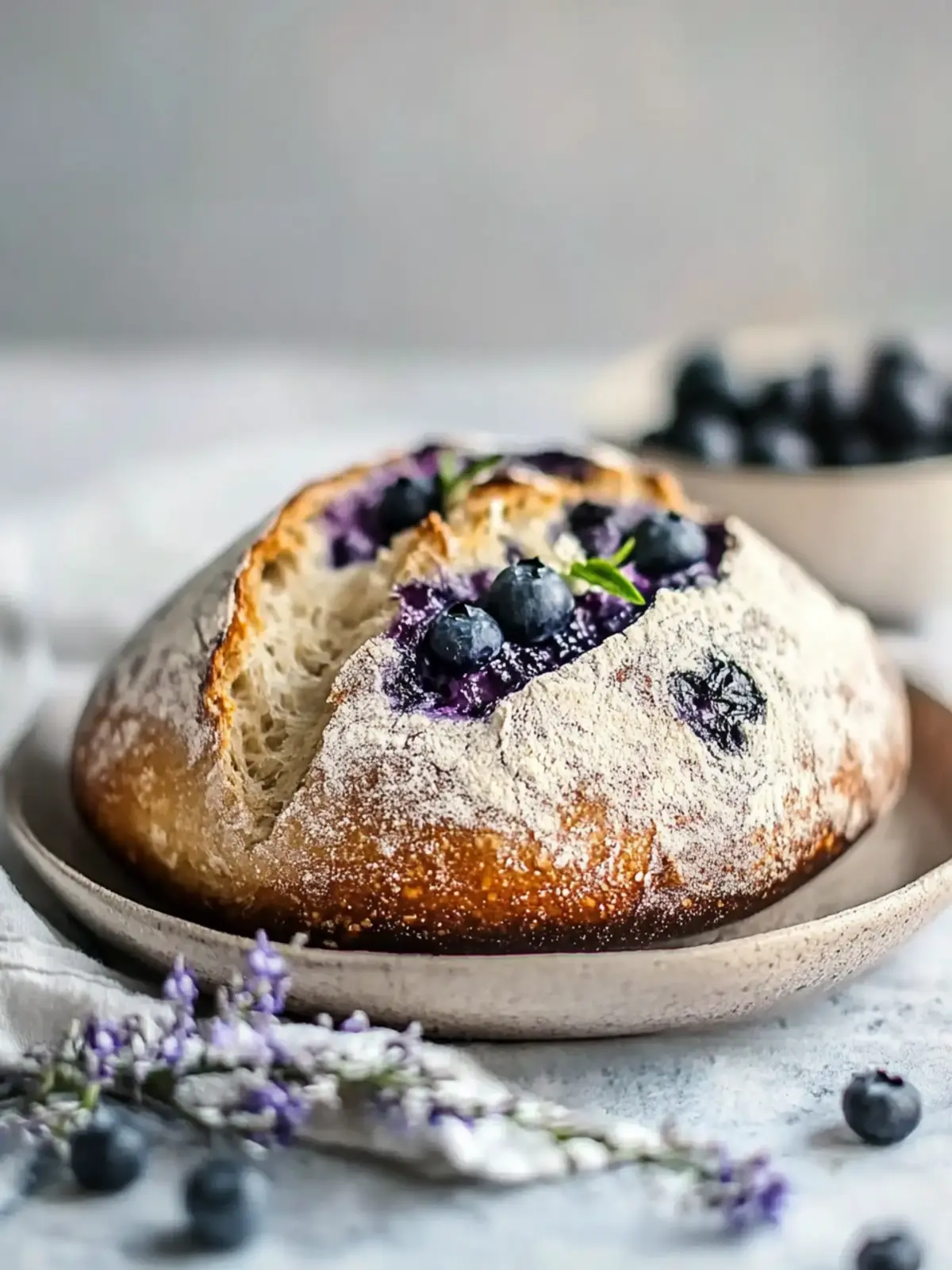 Simple Blueberry and Cream Cheese Sourdough Bread