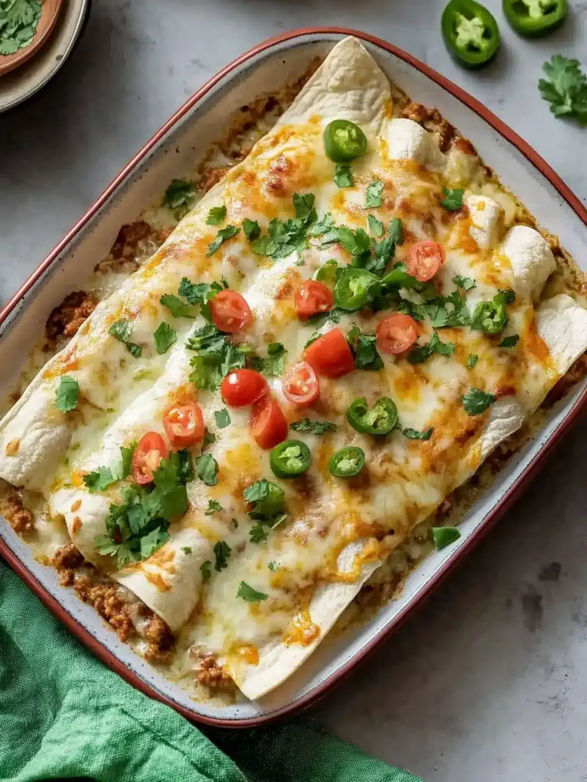 Baked Ground Turkey Enchiladas with White Sauce