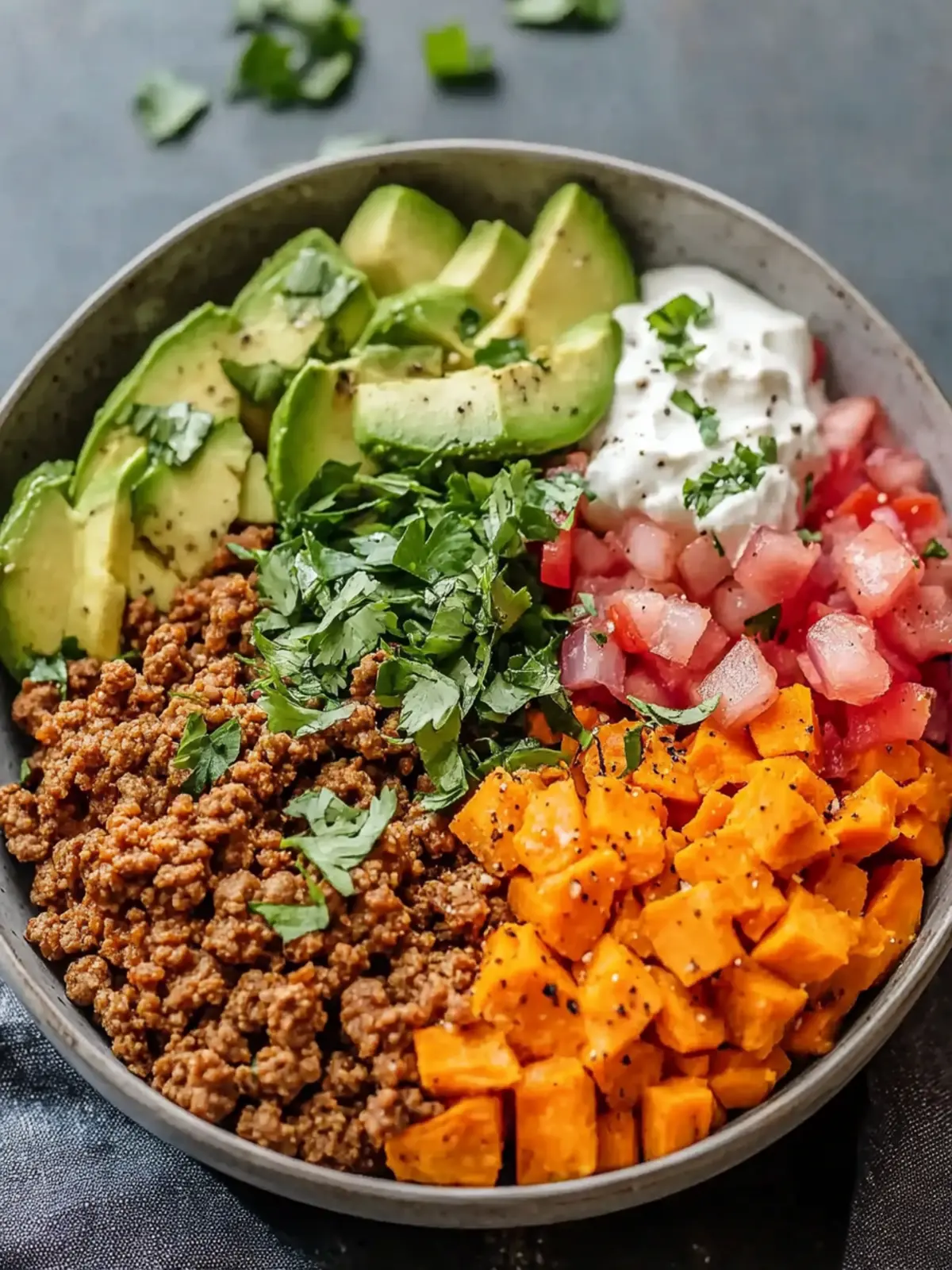 Baked Ground Turkey Sweet Potato Bowl
