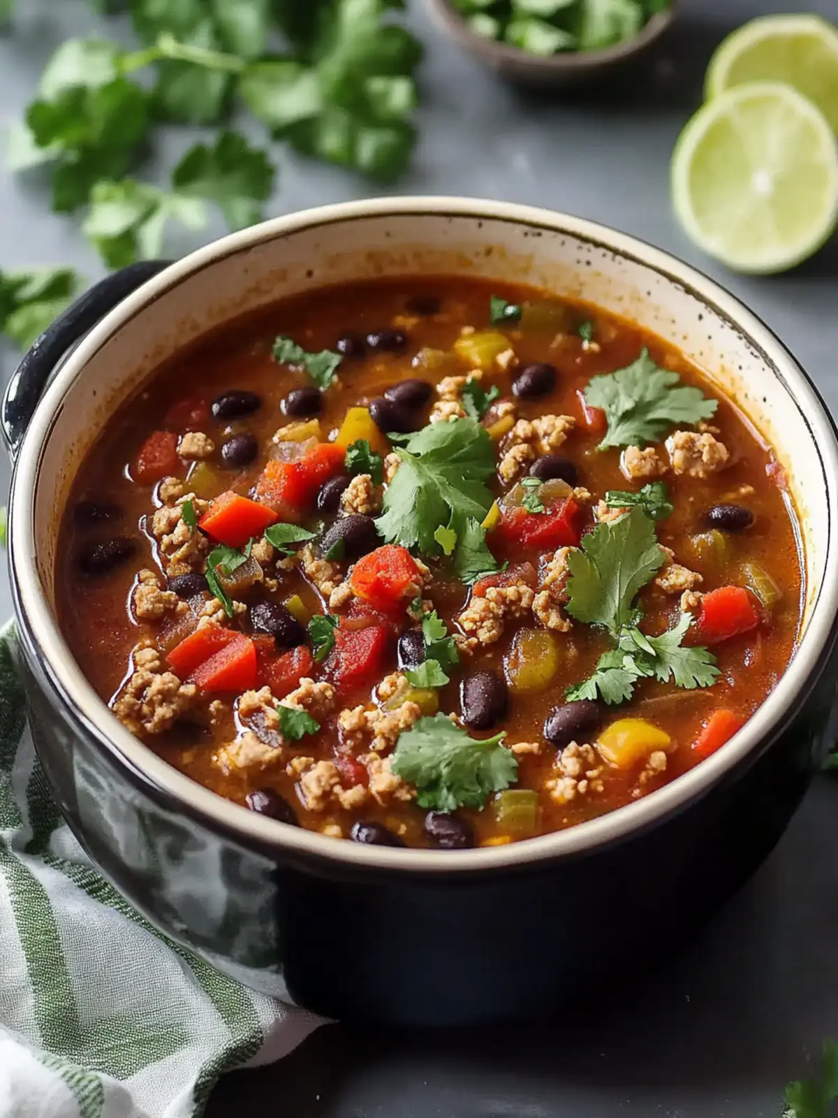 Homemade Ground Turkey and Black Bean Soup