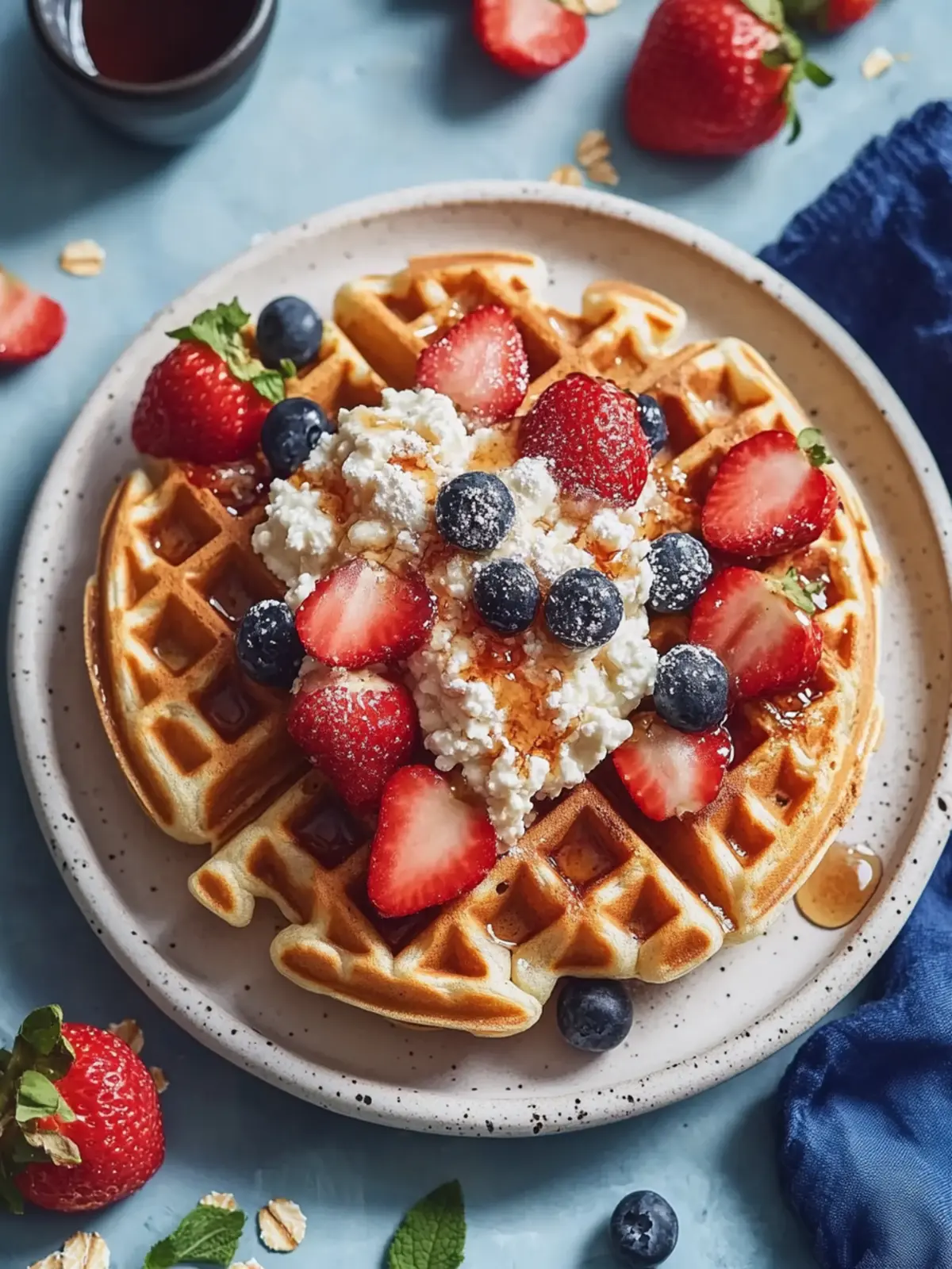 Gluten-Free Cottage Cheese Waffles with Oats for Busy Mornings