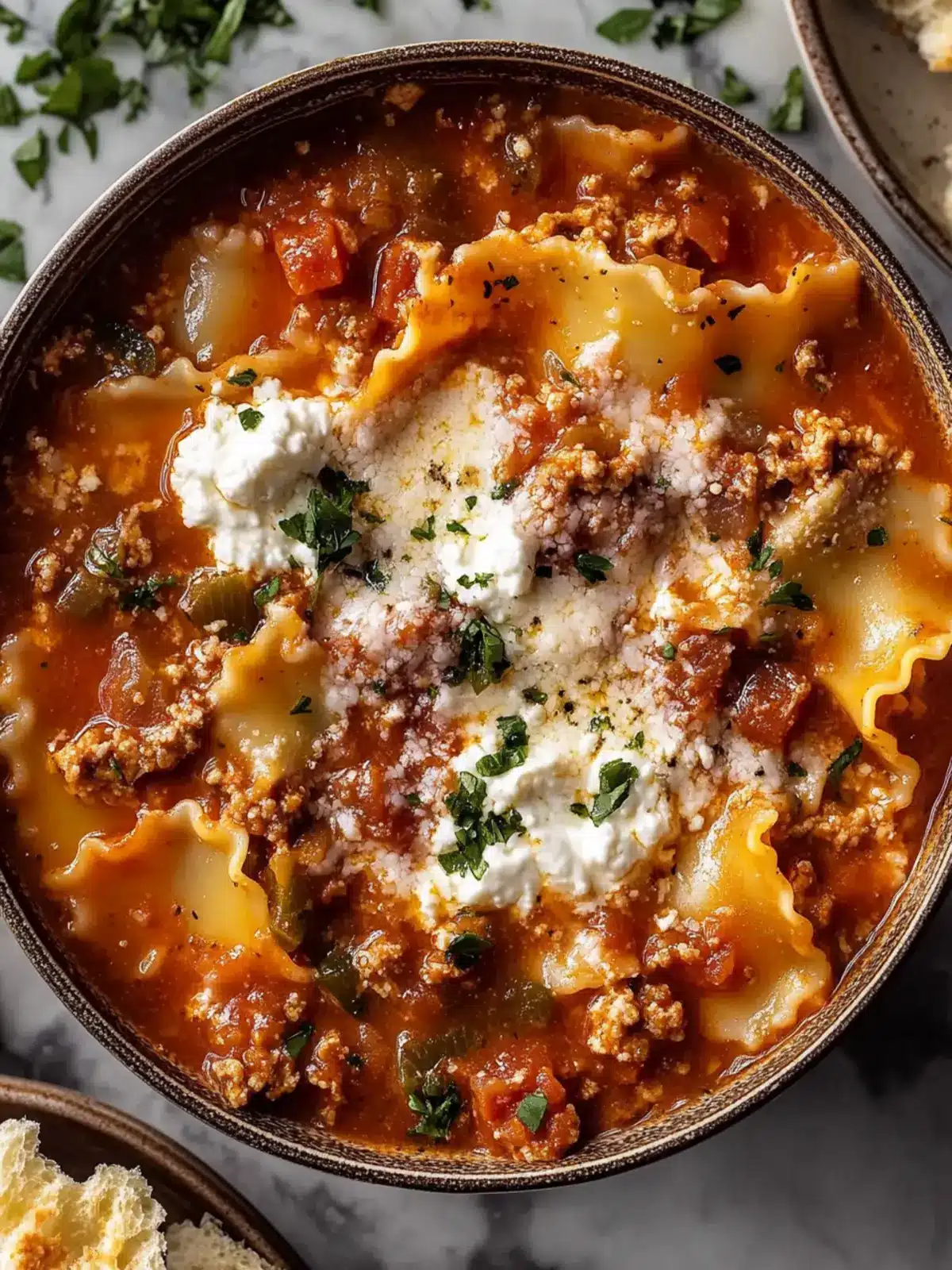 Savor Rich Lasagna Soup with Ricotta in Just 30 Minutes