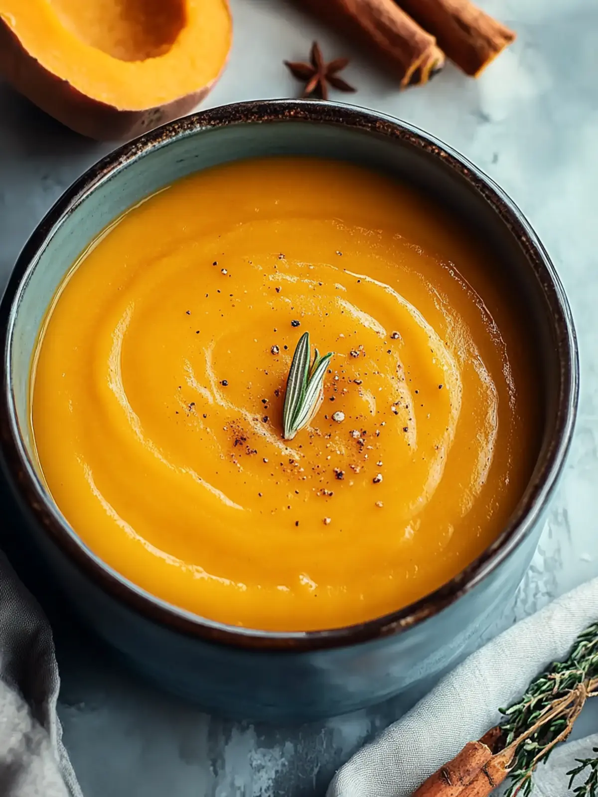 Velvety Butternut Squash Sweet Potato Soup