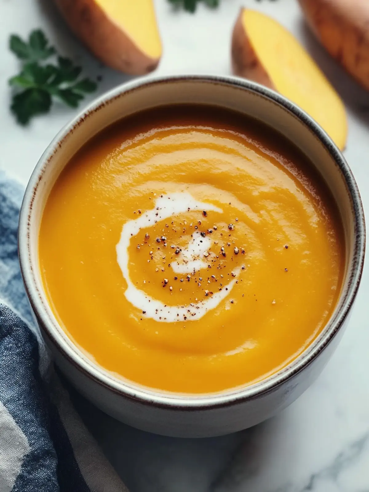 Velvety Butternut Squash Sweet Potato Soup
