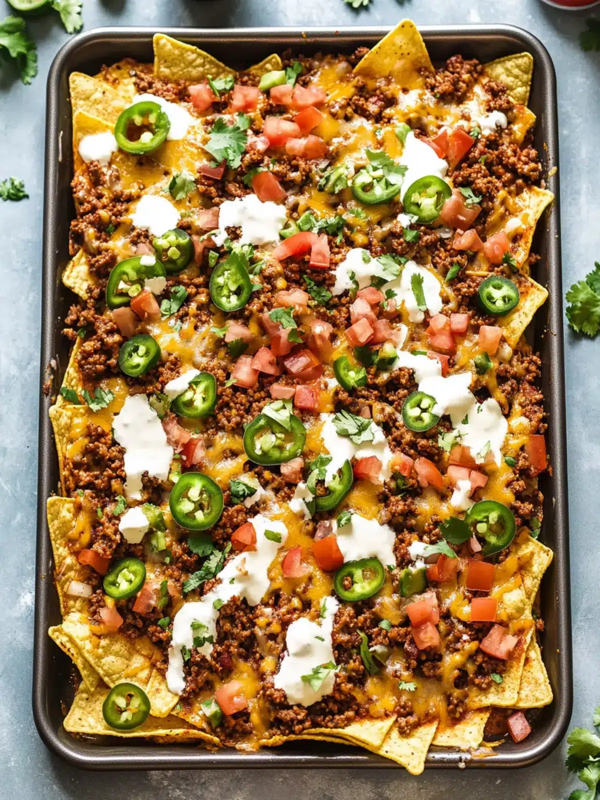 Fully Loaded Ground Beef Nachos (Sheet Pan Nachos)