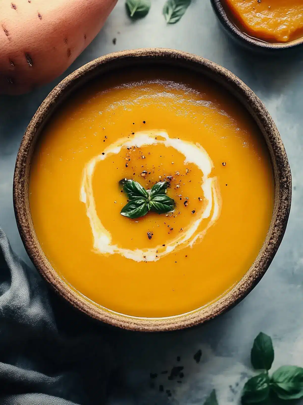 Velvety Butternut Squash Sweet Potato Soup