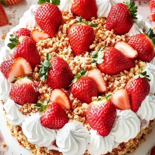 Strawberry Crunch Poke Cake