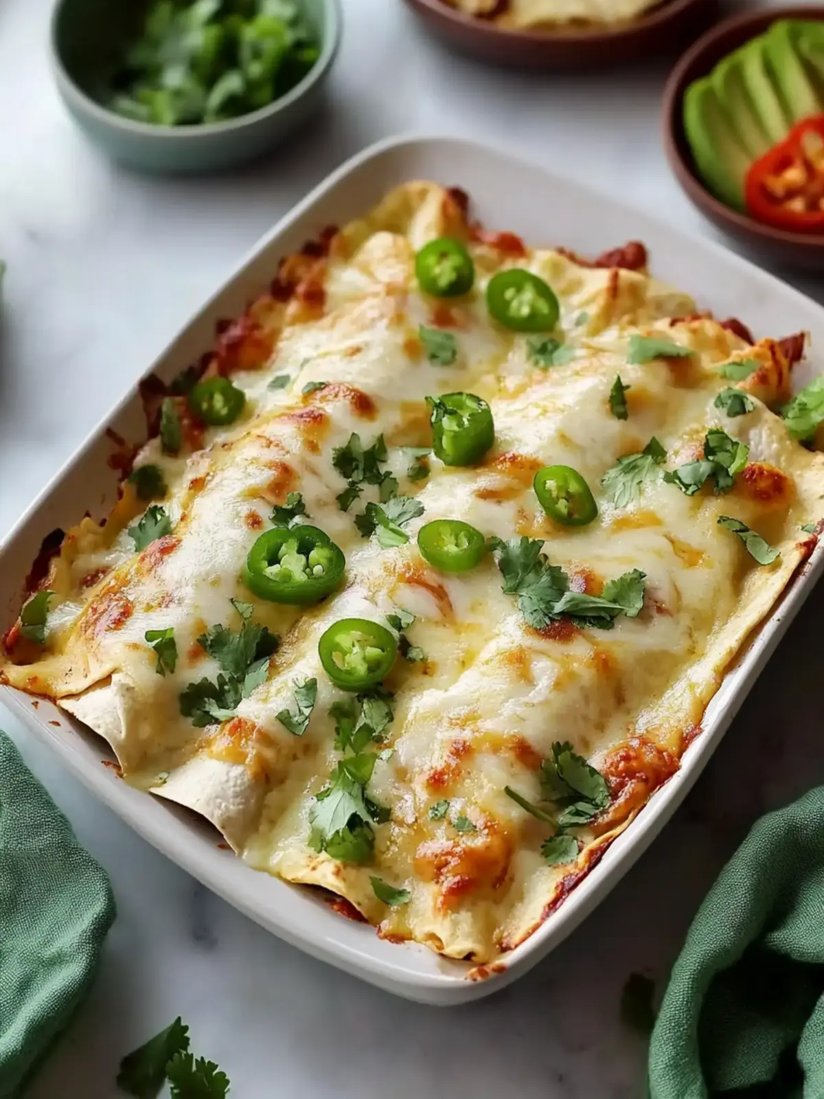 Baked Ground Turkey Enchiladas with White Sauce