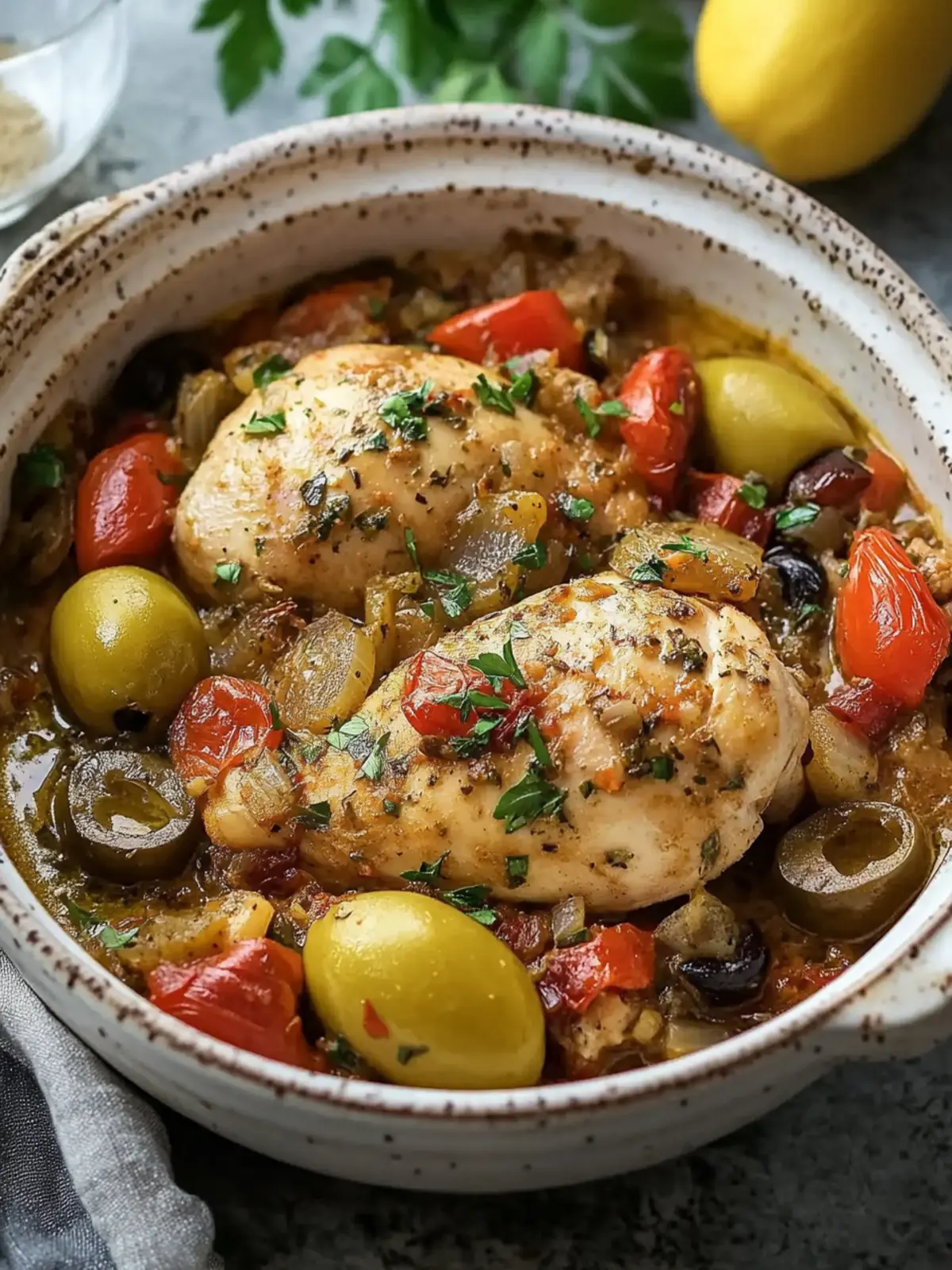 Tender Slow Cooker Mediterranean Chicken