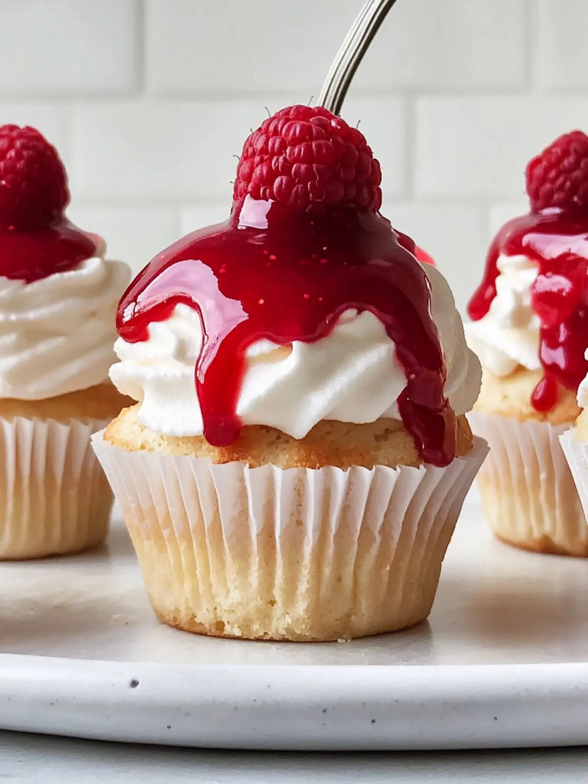 Pavlova Cupcakes With Raspberry Sauce