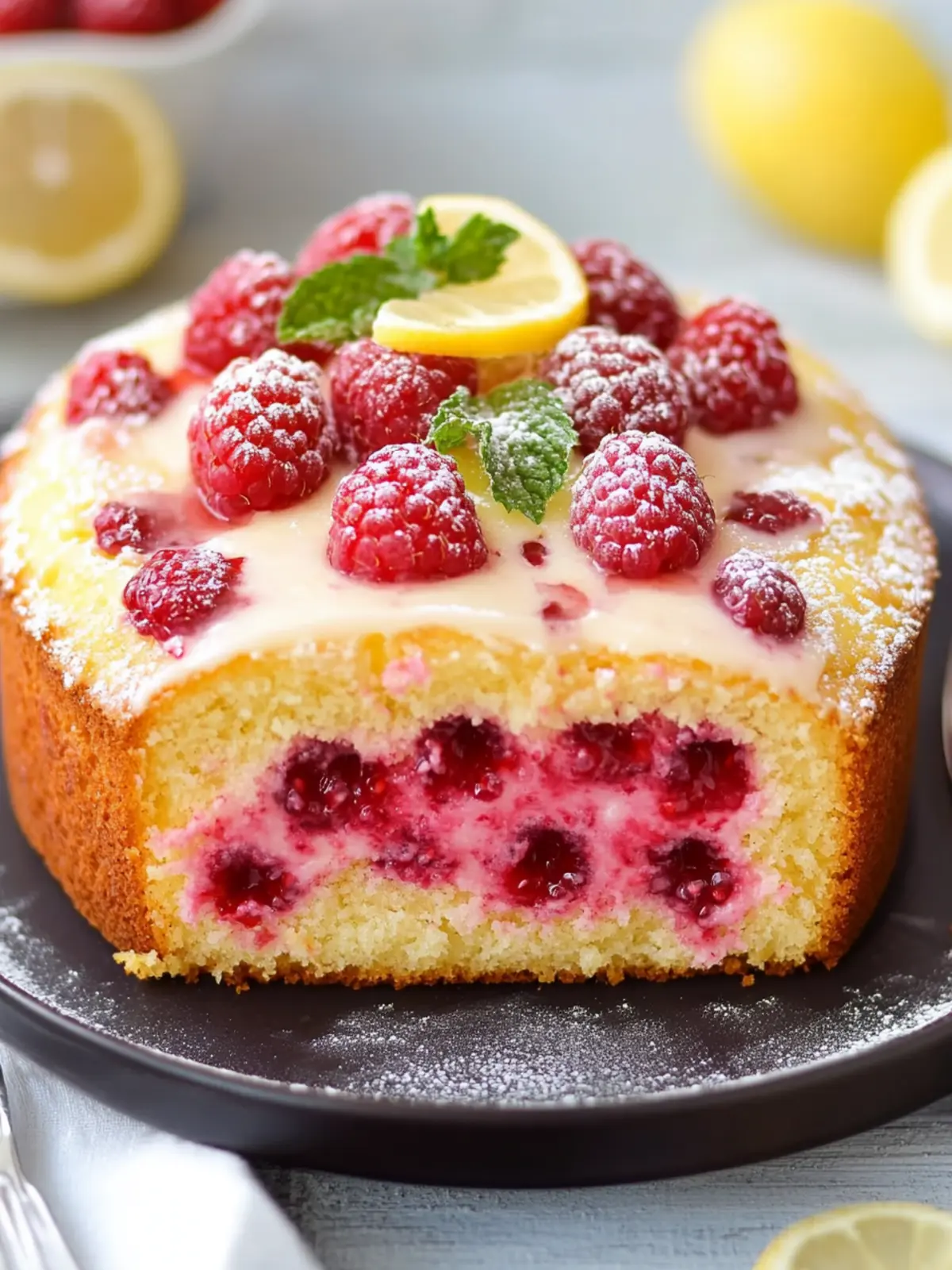 Lemon Raspberry Yogurt Cake