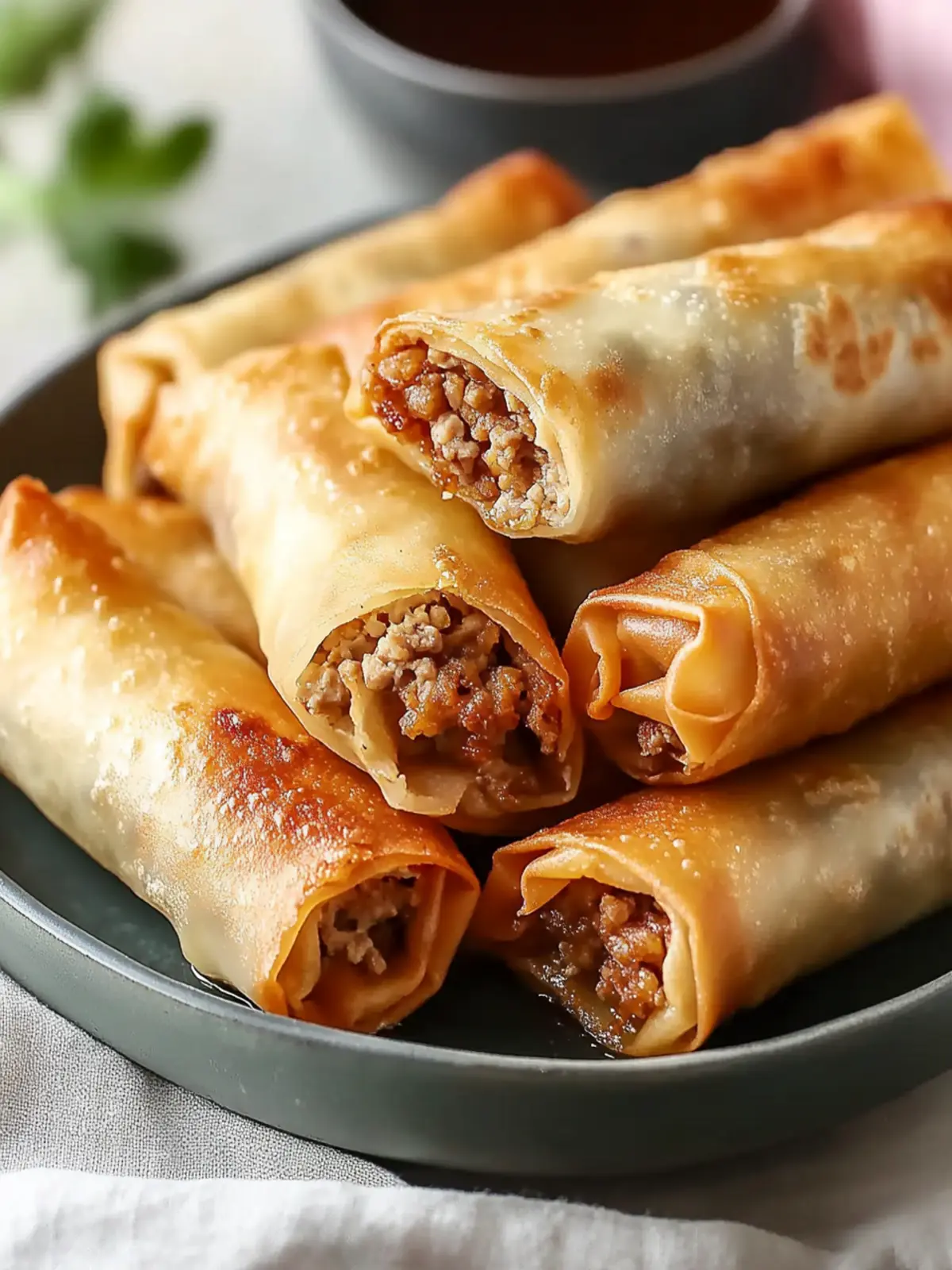 Crispy Baked Egg Rolls with Ground Turkey