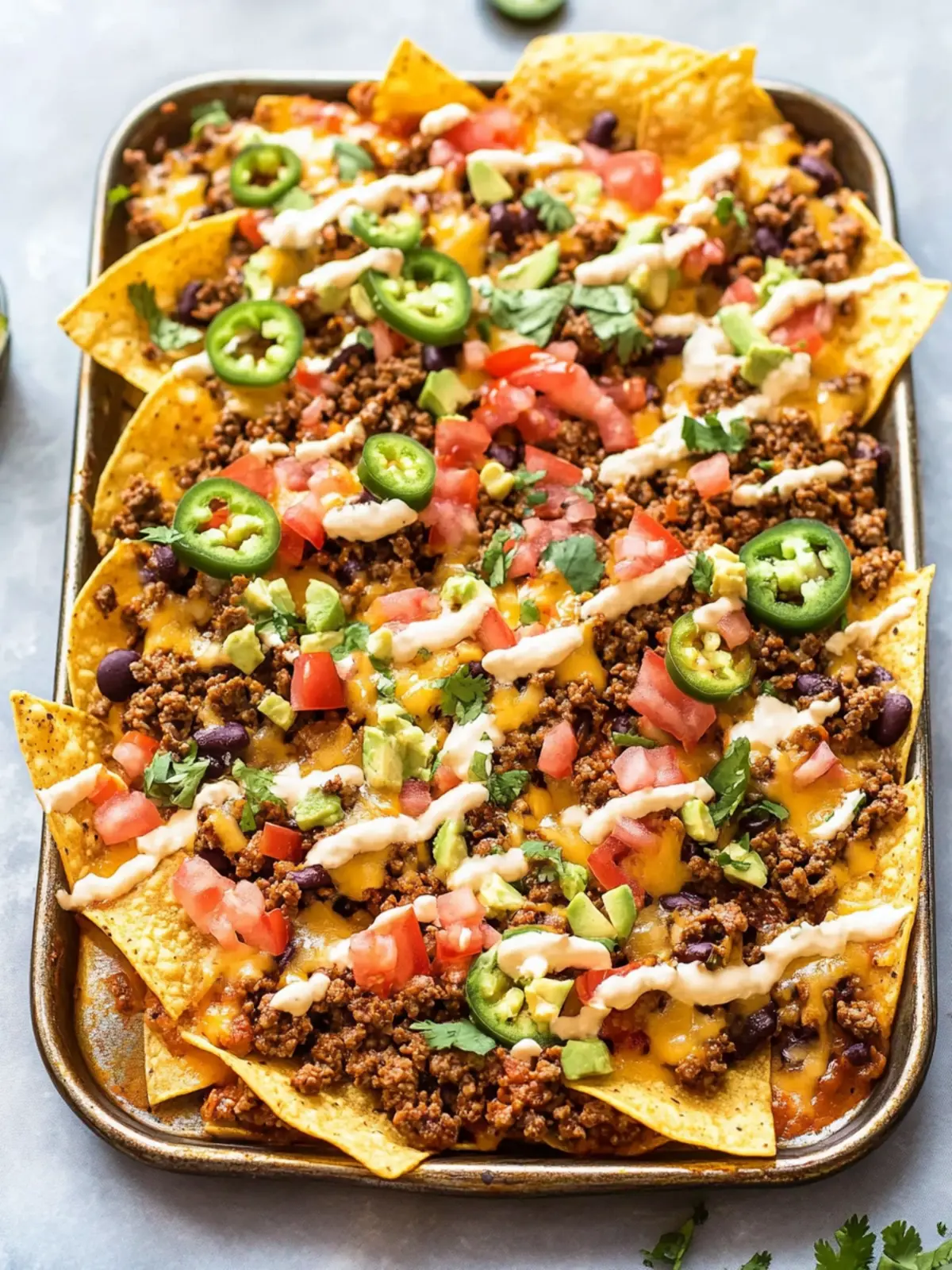 Fully Loaded Ground Beef Nachos (Sheet Pan Nachos)