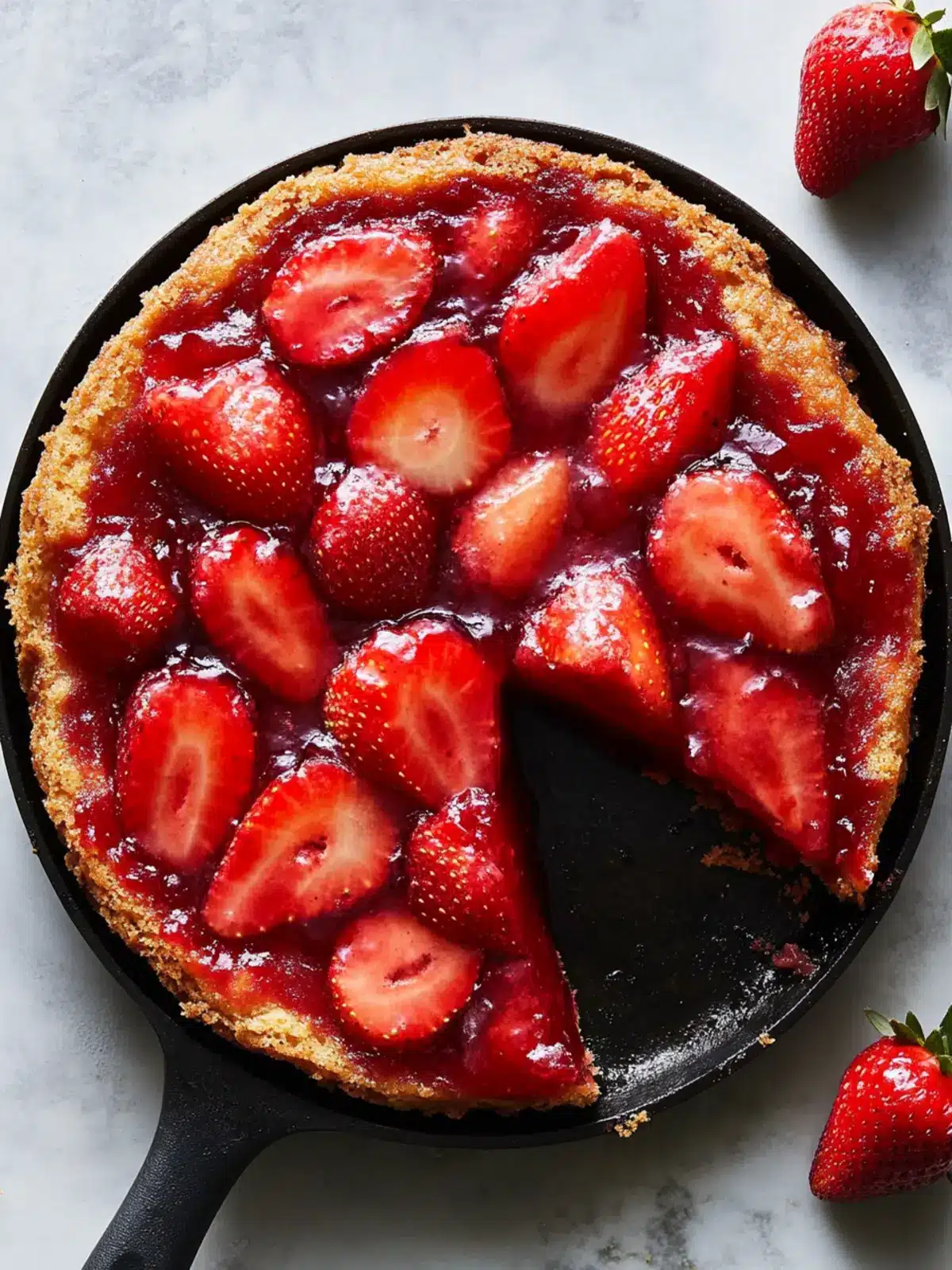 Strawberry Upside Down Skillet Cake