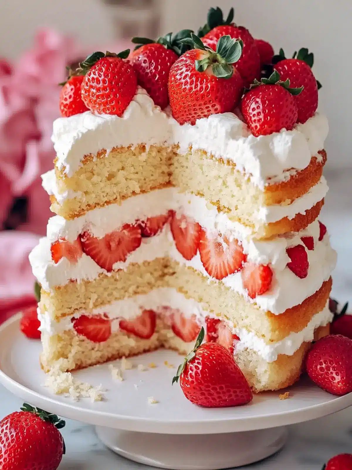 Moist Strawberry Shortcake Cake
