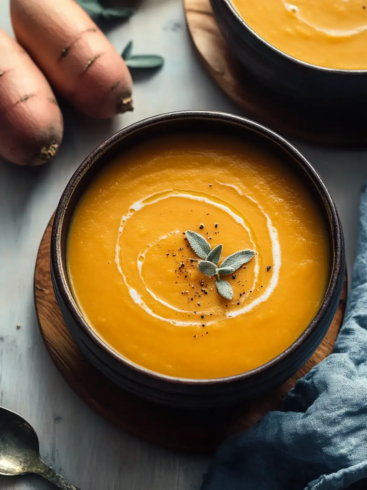 Velvety Butternut Squash Sweet Potato Soup