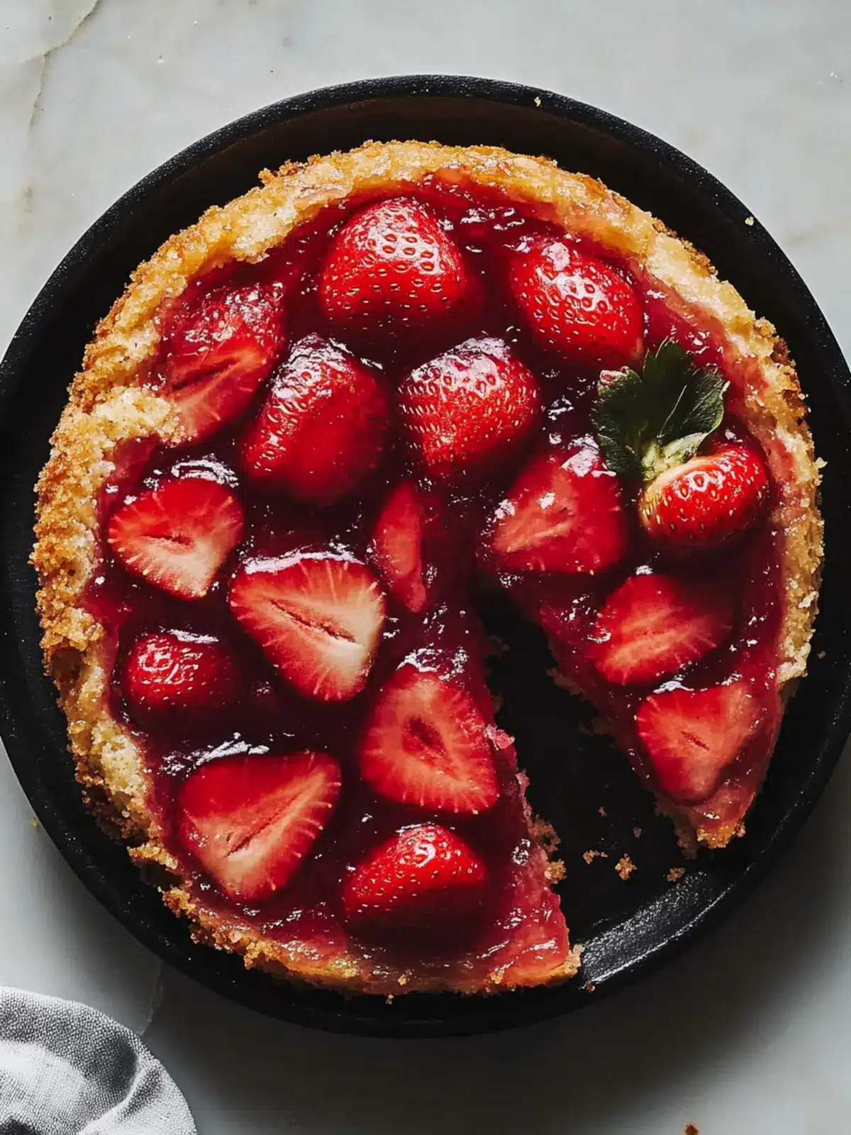 Strawberry Upside Down Skillet Cake