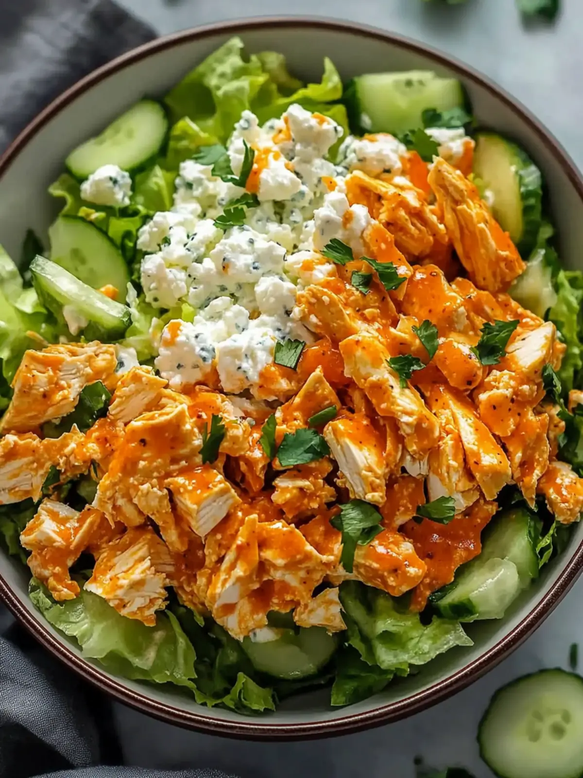 Juicy Buffalo Chicken Salad with Cottage Cheese