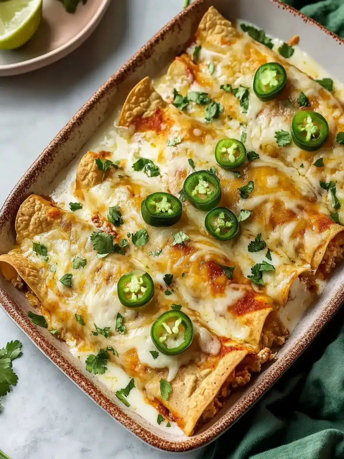 Baked Ground Turkey Enchiladas with White Sauce