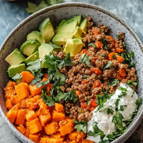 Baked Ground Turkey Sweet Potato Bowl