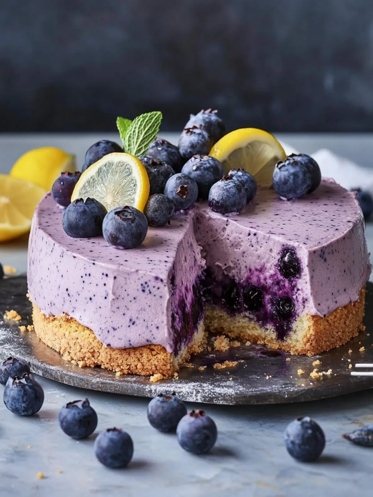 Lemon Blueberry Mousse Cake