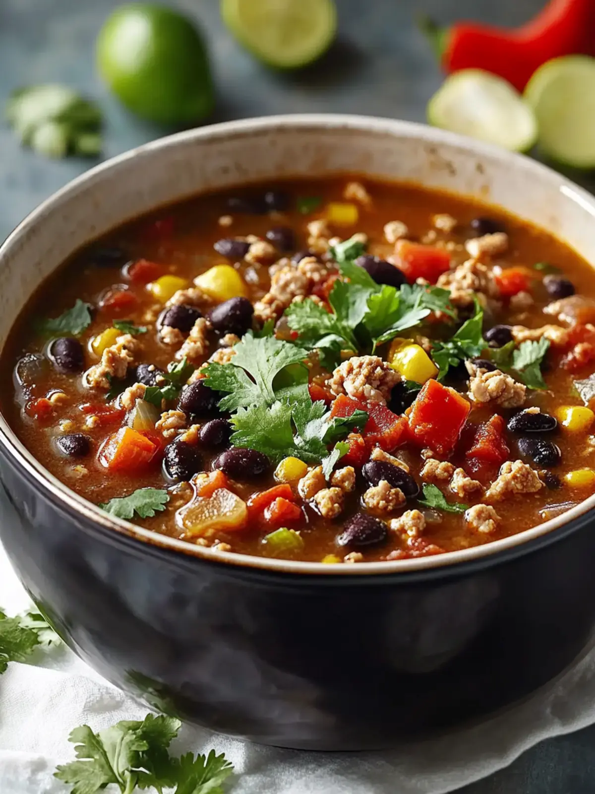Savory Homemade Ground Turkey and Black Bean Soup in 25 Minutes