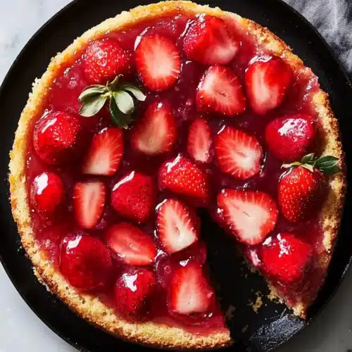 Strawberry Upside Down Skillet Cake