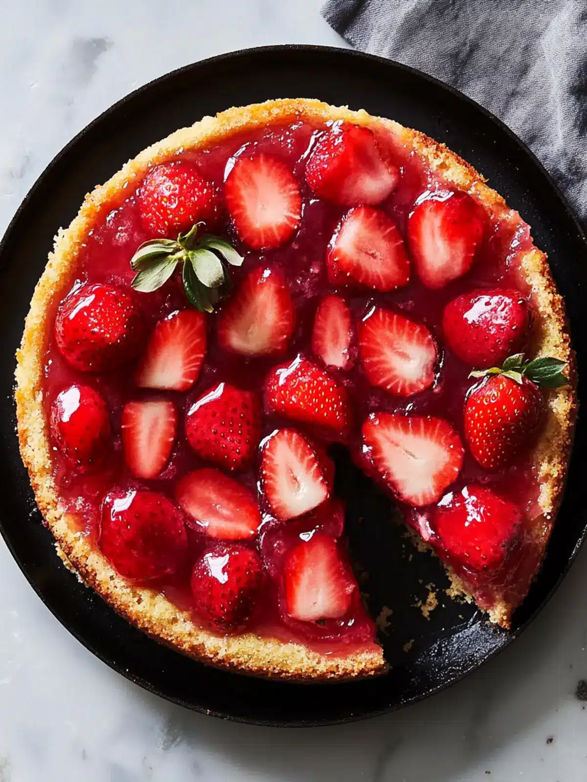 Strawberry Upside Down Skillet Cake
