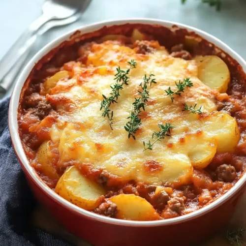 Best Hamburger and Potato Casserole with Tomato Soup