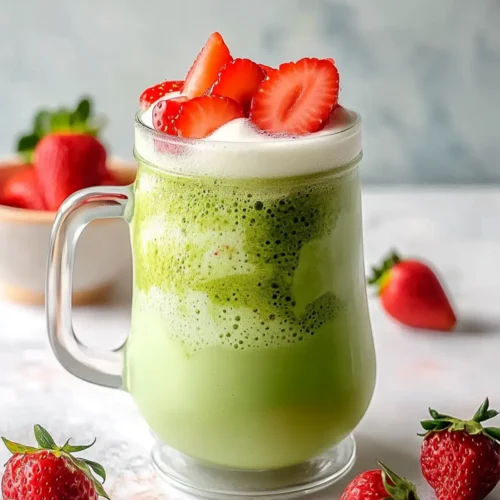 Quick Strawberry Matcha Latte