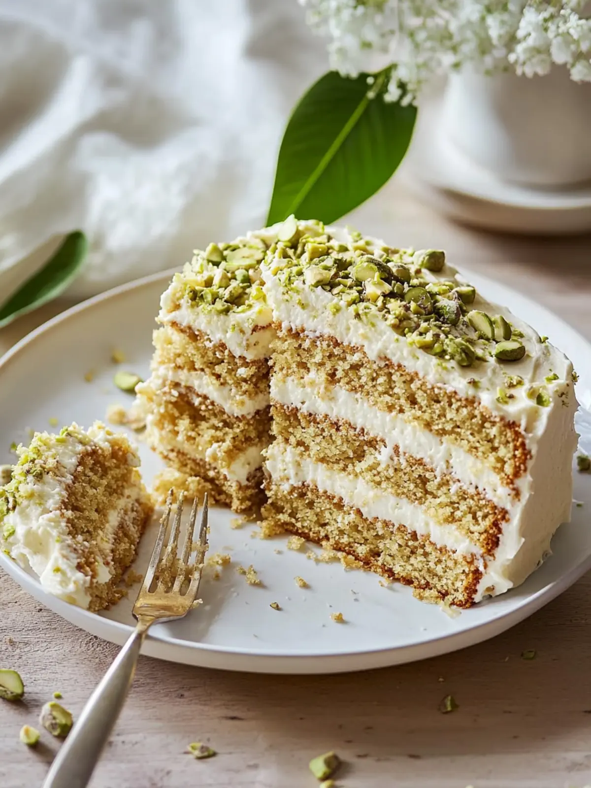 Irresistible Pistachio Cake with Creamy Frosting Delight