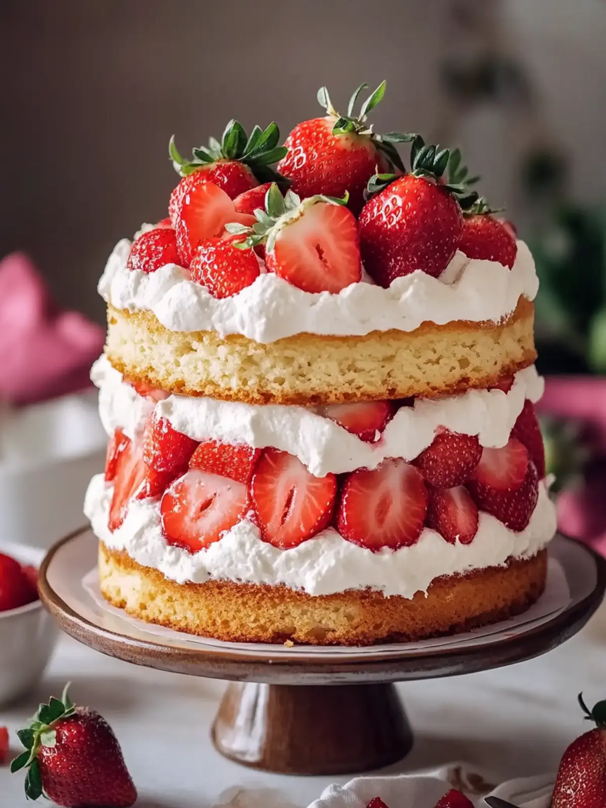 Moist Strawberry Shortcake Cake