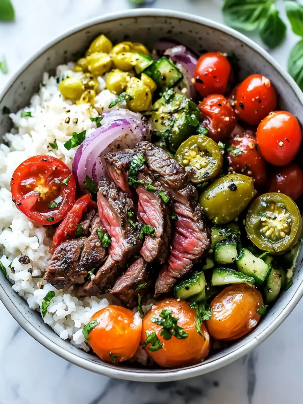Quick & Easy Mediterranean Steak Bowl Recipe