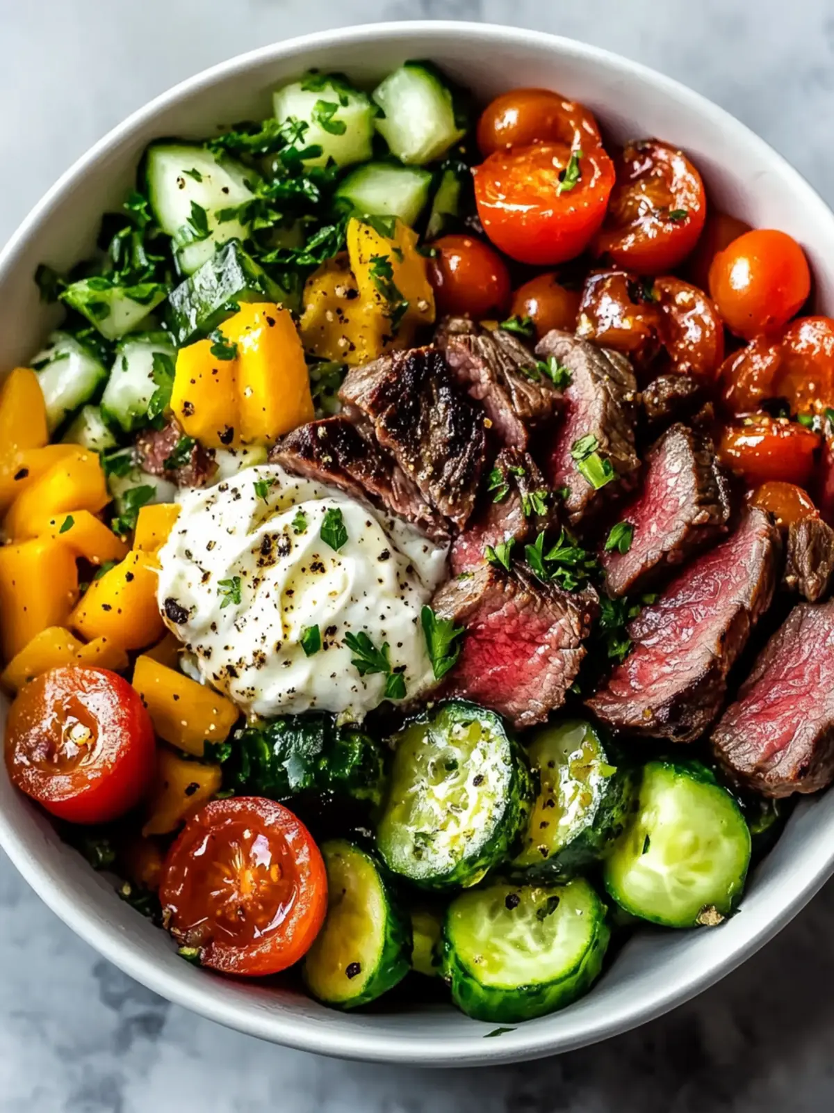 Quick & Easy Mediterranean Steak Bowl Recipe