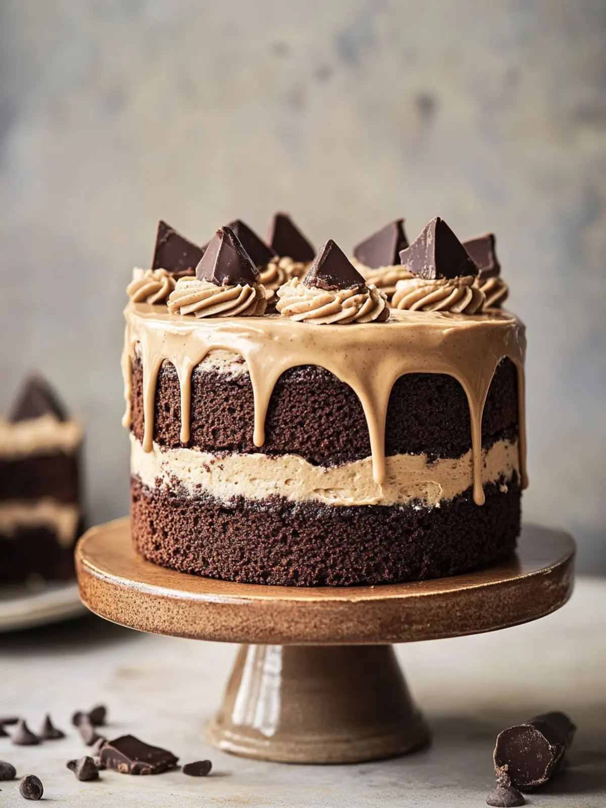 chocolate cake with peanut butter icing