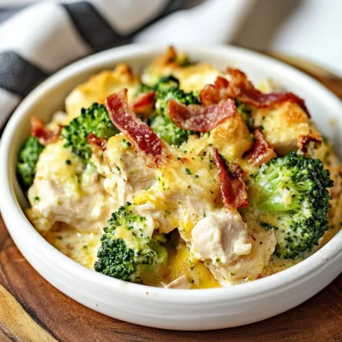 Low Carb Chicken Casserole with Broccoli and Bacon