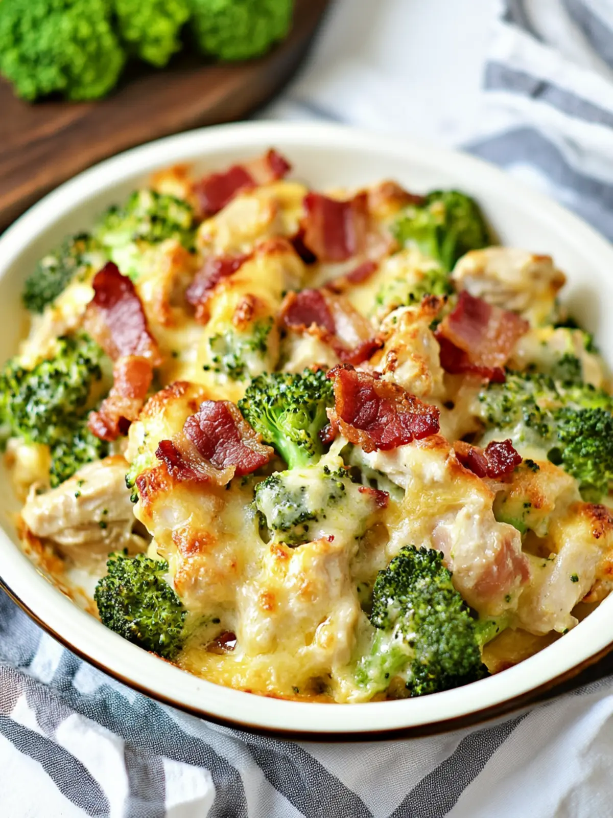 Low Carb Chicken Casserole with Broccoli and Bacon