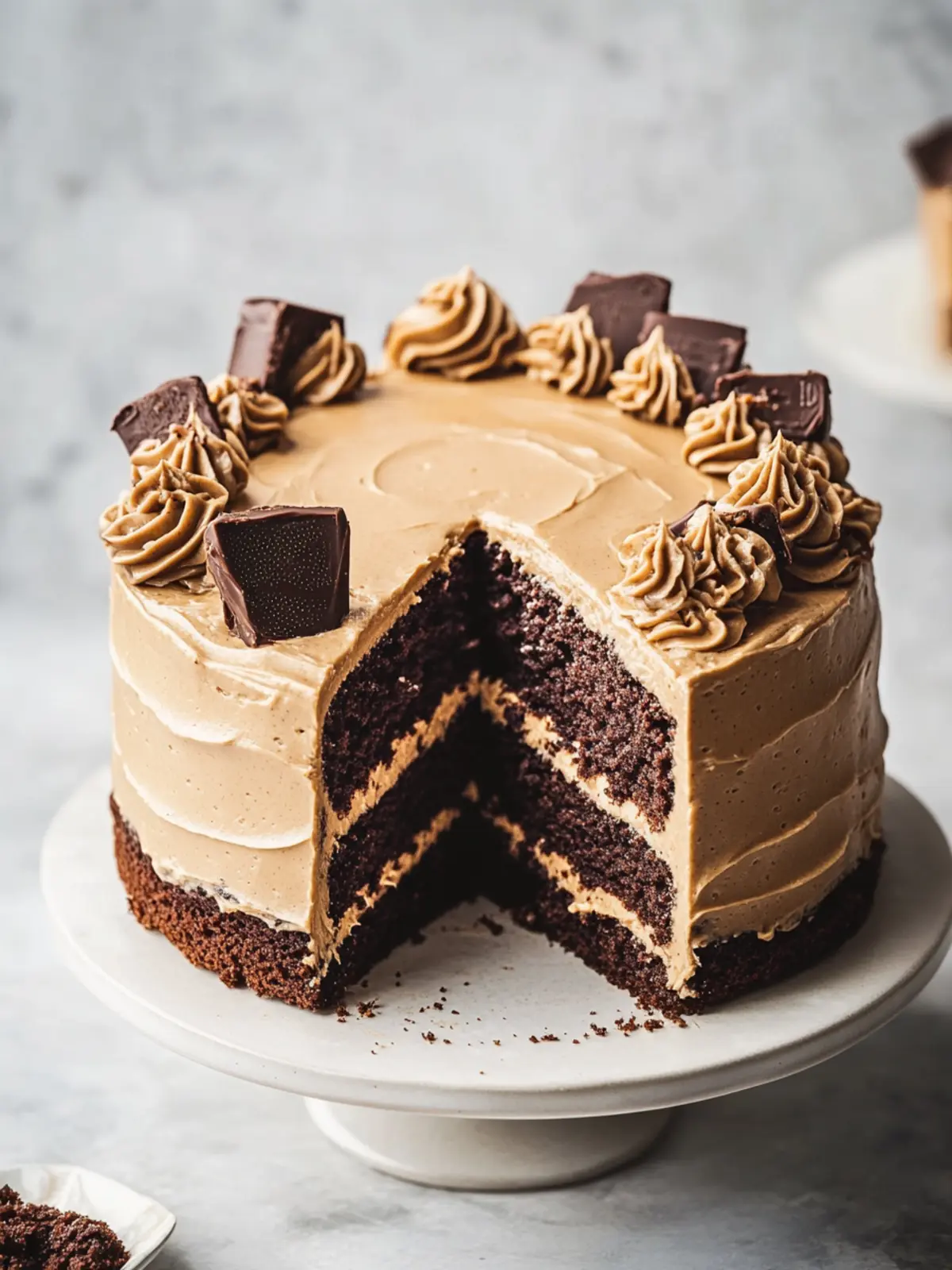 chocolate cake with peanut butter icing