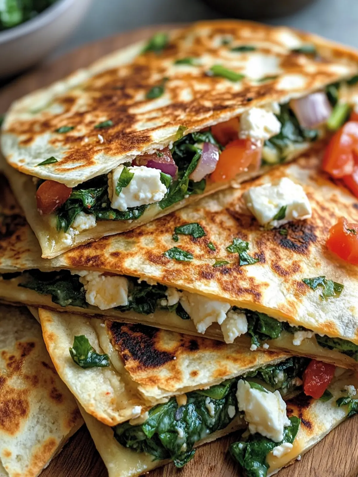 Savory Mediterranean Quesadillas with Spinach and Feta Bliss