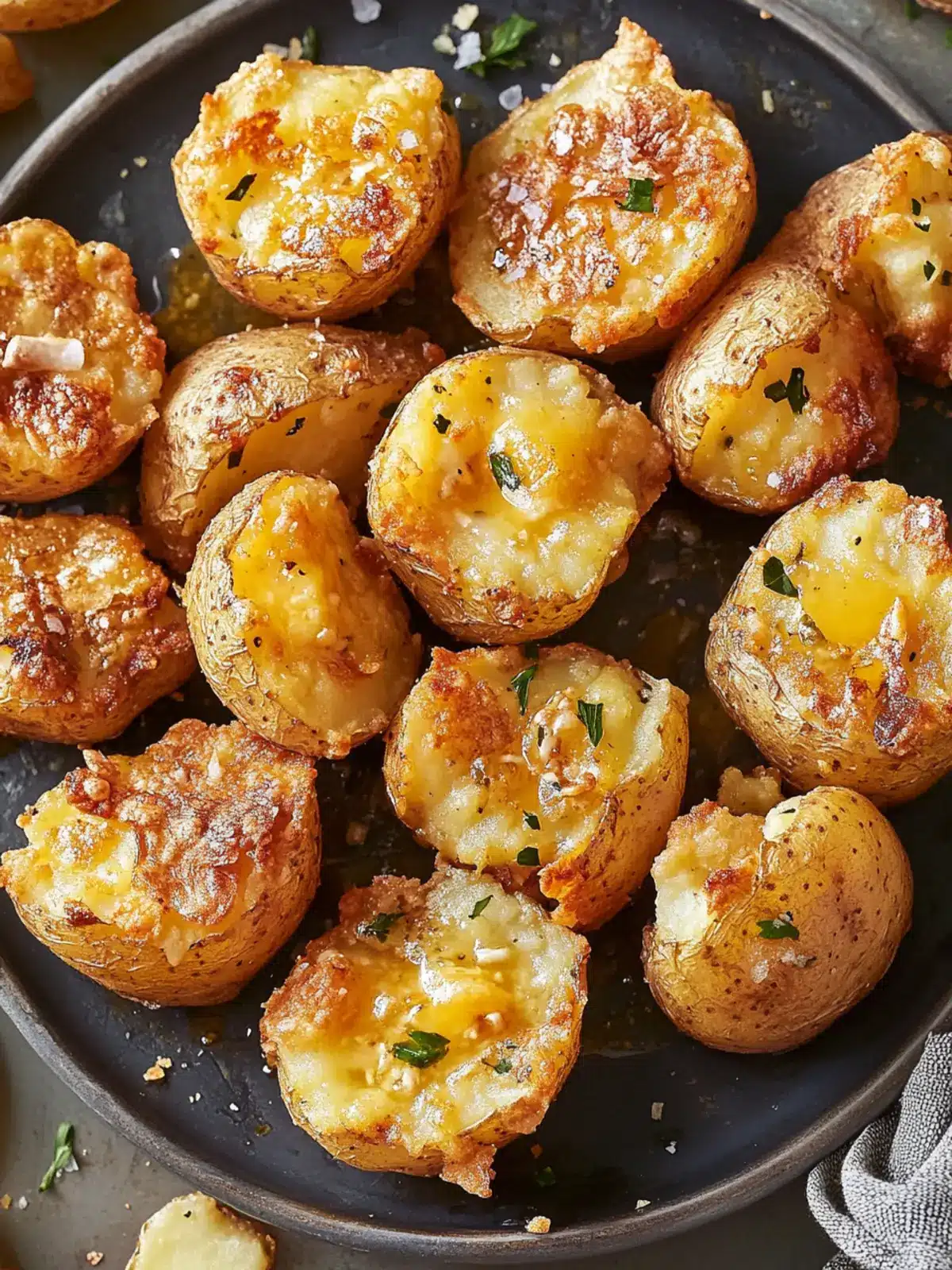 Crispy Smashed Potatoes with Garlic Butter