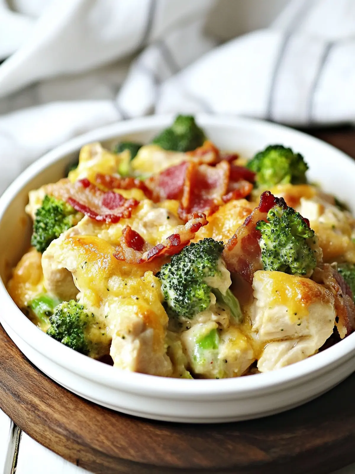 Low Carb Chicken Casserole with Broccoli and Bacon