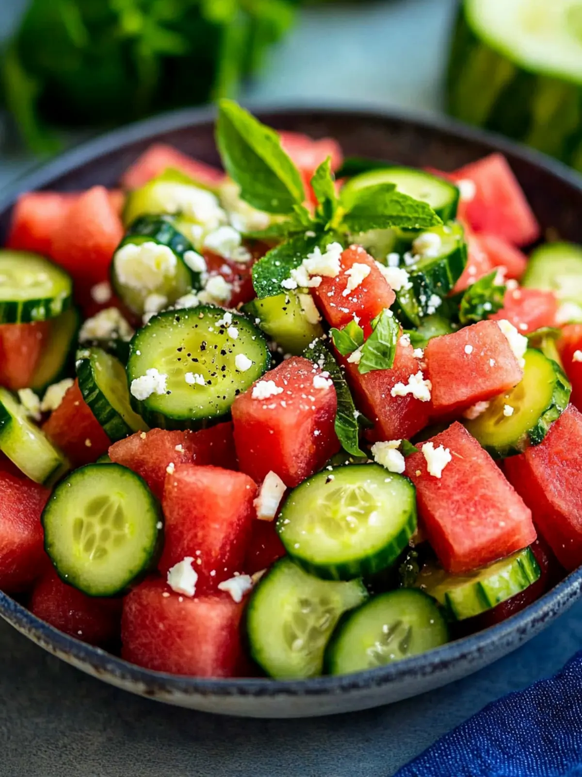 Refreshing Watermelon Cucumber Salad with Feta Delight