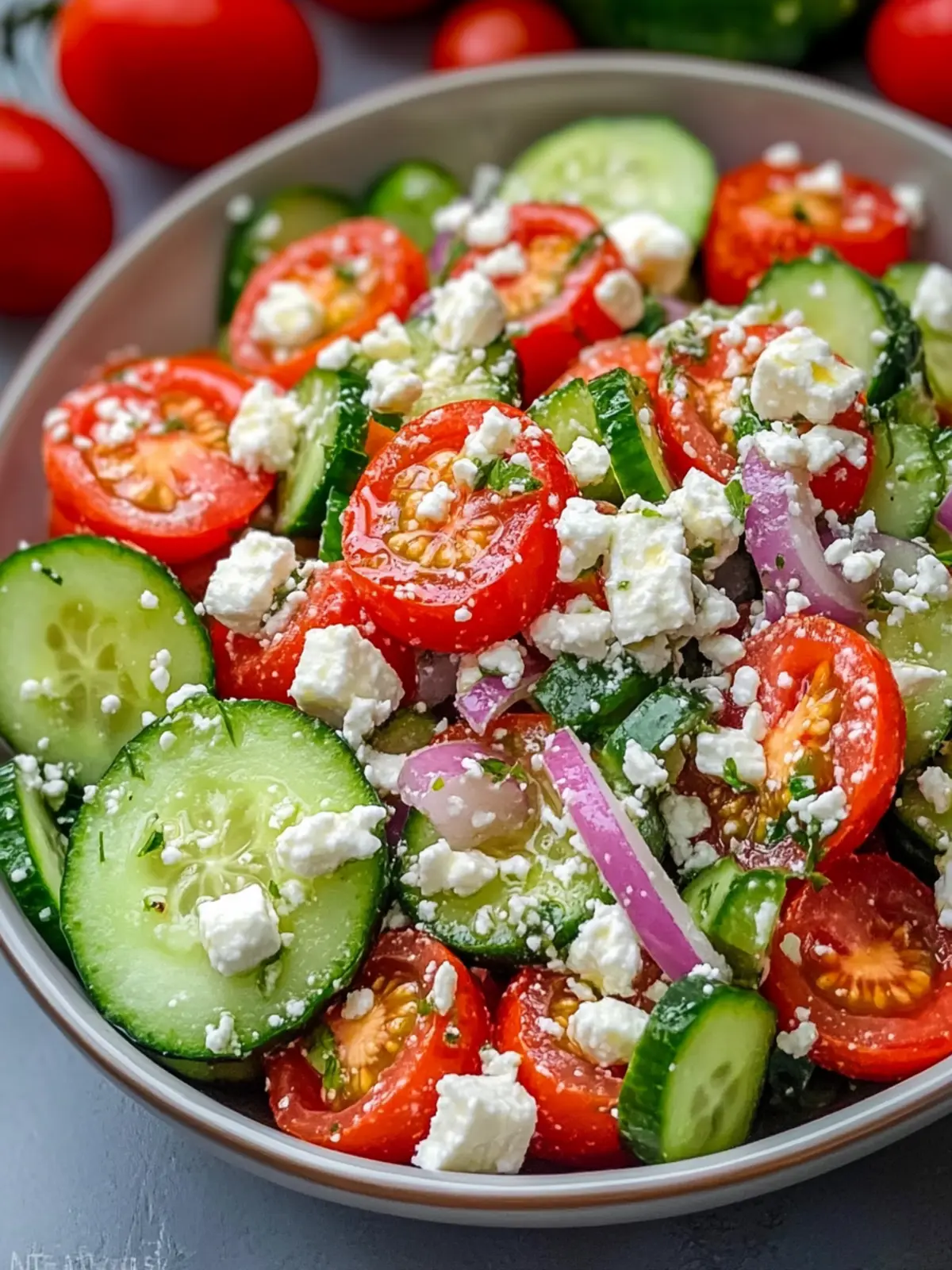 Quick & Healthy Cucumber Tomato Salad with Feta Cheese