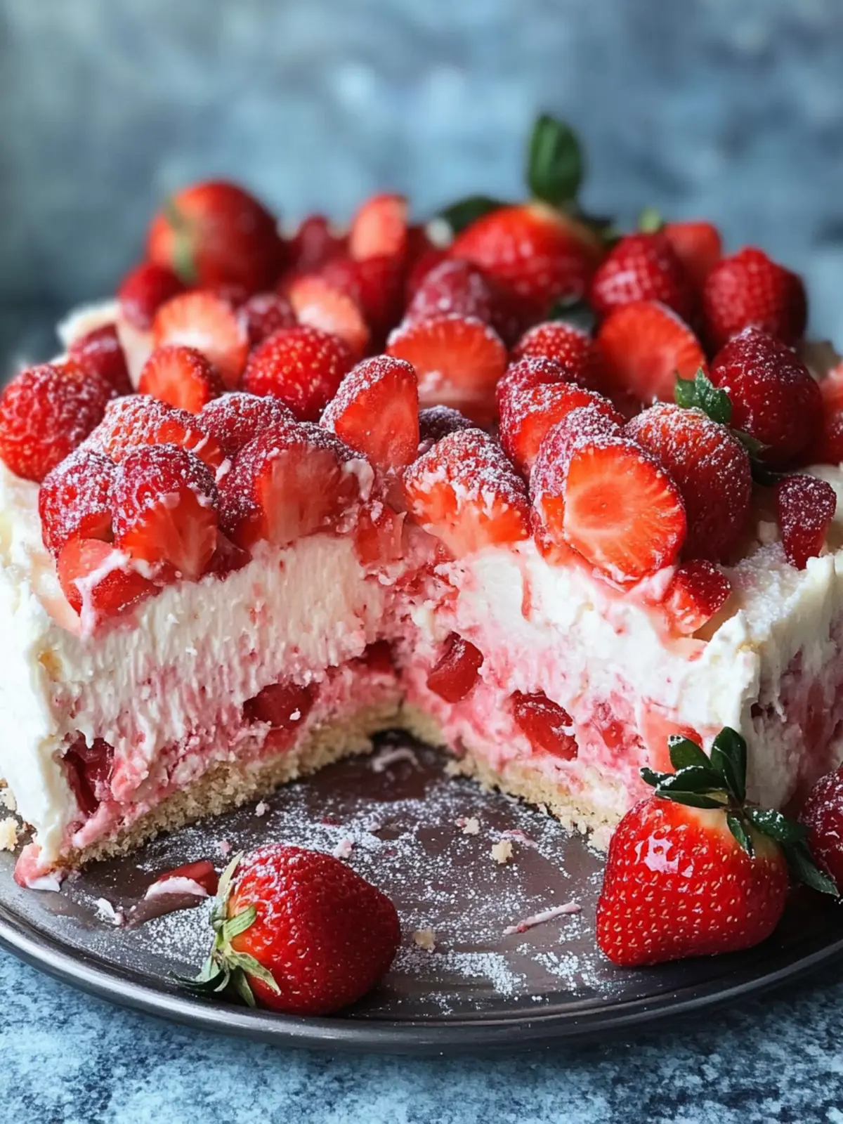 strawberry cheesecake poke cake