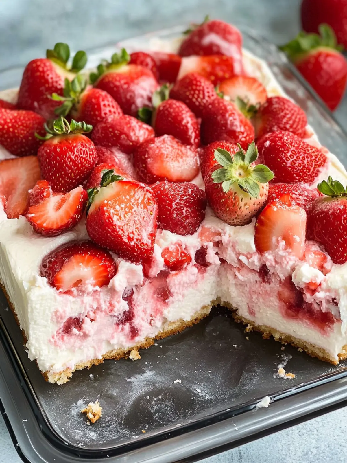 strawberry cheesecake poke cake
