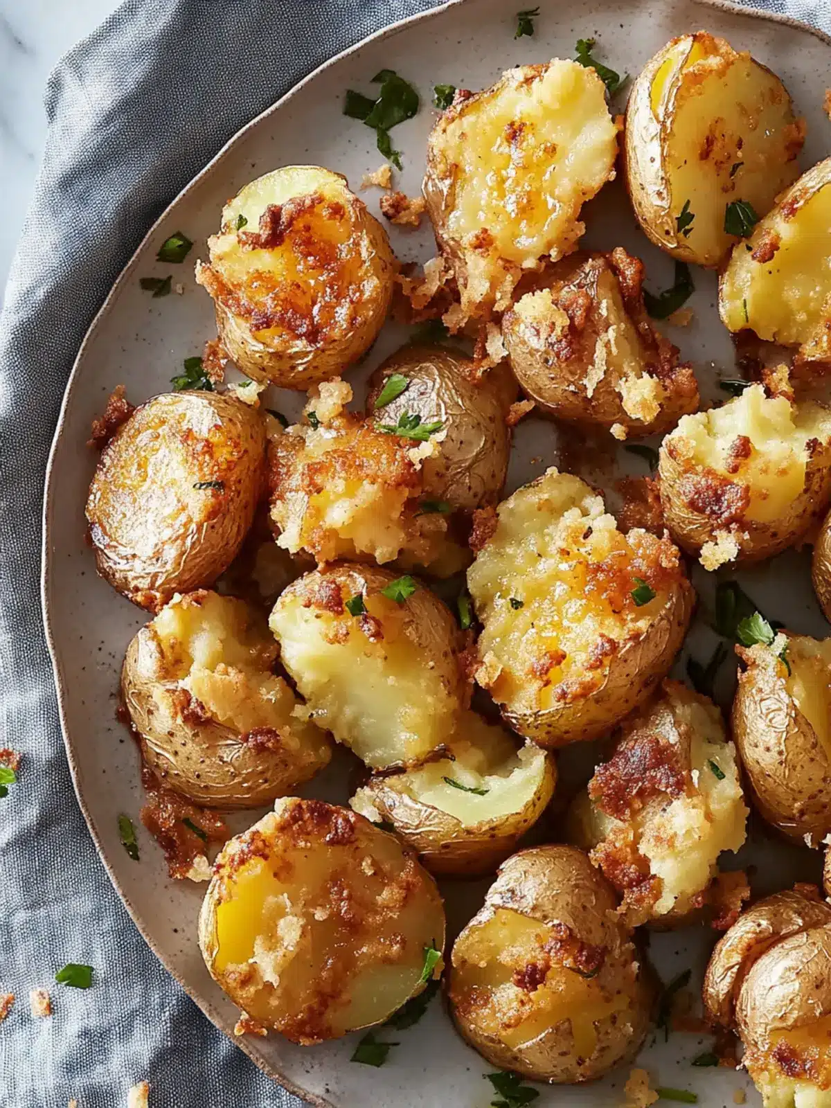Crispy Smashed Potatoes with Garlic Butter